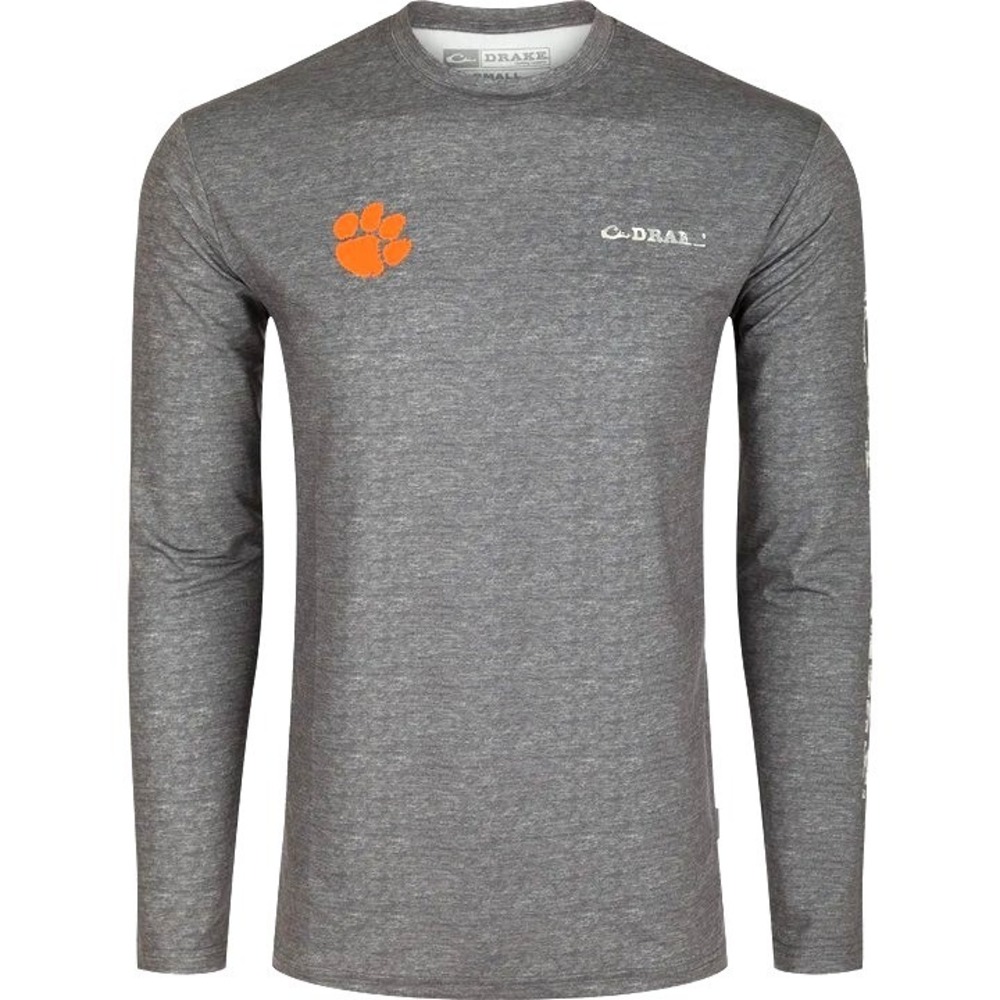 NEW Drake Clemson Tigers Performance‎ Heather Gray Crew Neck Shirt Mens Medium
